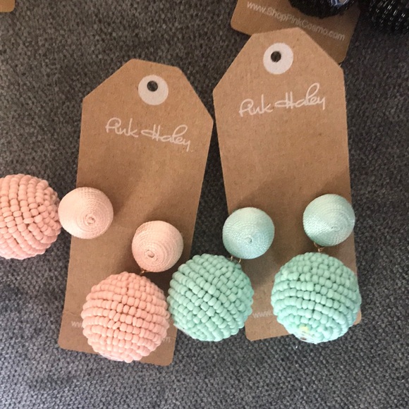 NWT Ball Drop Earrings- white, blue, multicolor - Picture 6 of 8